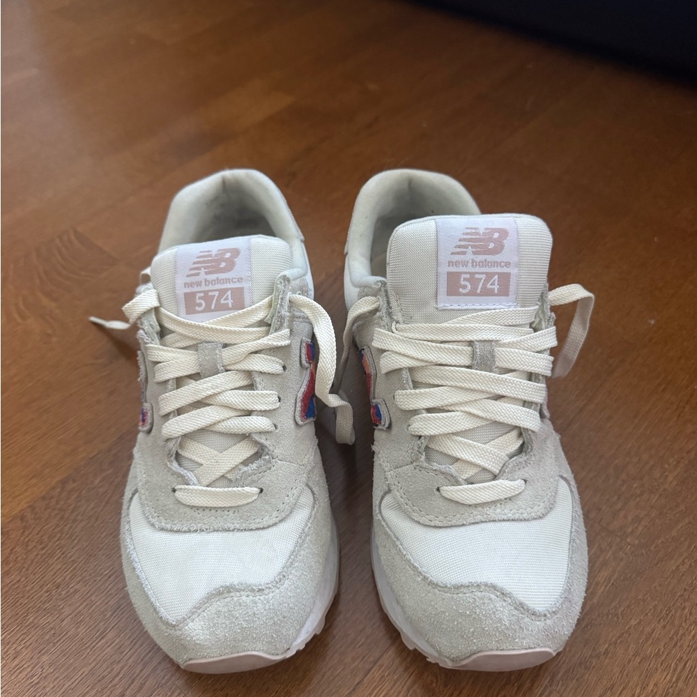 New Balance 574 Cream and White Sneakers